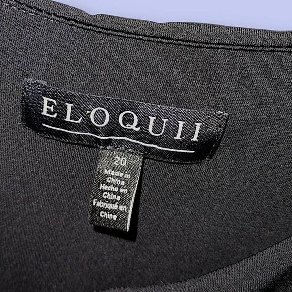 Eloquii Black Maxi Dress 3/4 Sleeve‎ Ruched Stretch Jersey Scoop Bodycon Sz 20 - Picture 8 of 11